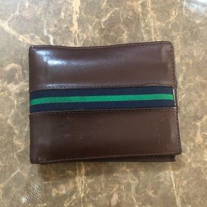 Polo Ralph Lauren brown leather wallet w green.